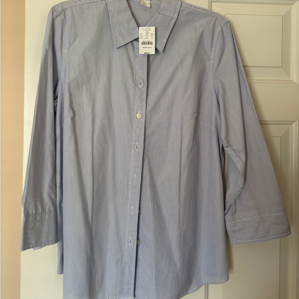 Blue and white stripe JCrew Button-Up Shirt